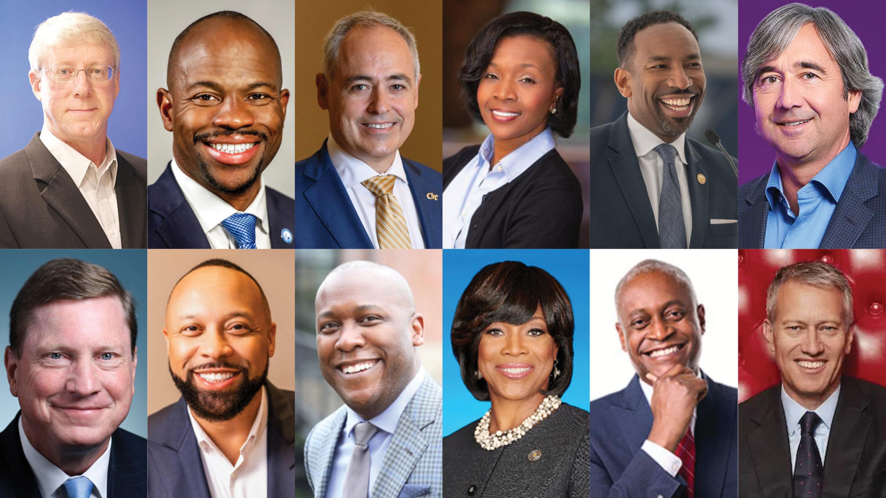 Georgia Trend 2023 Influential Georgians - Top row (from left to right): John Avery, Brian Blake, Ángel Cabrera, Lisa Cupid, Andre Dickens, Jimmy Etheredge. Bottom row: Tom Fanning, Paul Judge, Jerald Mitchell, Valerie Montgomery Rice, Raphael Bostic, James Quincey. Georgia Trend 2023 Influential Georgians - Top row (from left to right): John Avery, Brian Blake, Ángel Cabrera, Lisa Cupid, Andre Dickens, Jimmy Etheredge. Bottom row: Tom Fanning, Paul Judge, Jerald Mitchell, Valerie Montgomery Rice, Raphael Bostic, James Quincey.